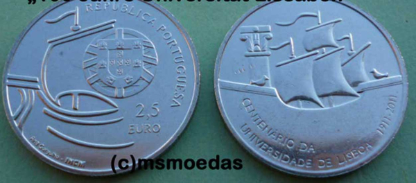 Portugal 2,50 Euro Sondermünze 2011 Universität Lissabon