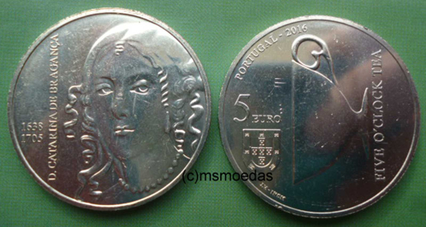 Portugal 5 Euro Sondermünze 2016 Catarina de Bragança