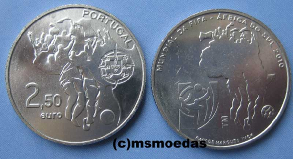 Portugal 2,50 Euro Sondermünze 2010 WM Südafrika