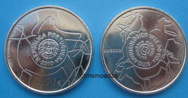 Portugal 2,50 Euro Sondermünze 2010 Unesco Coa