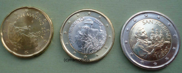 San Marino 20 Cent, 1 Euro, 2 Euro 2017 neue Motive