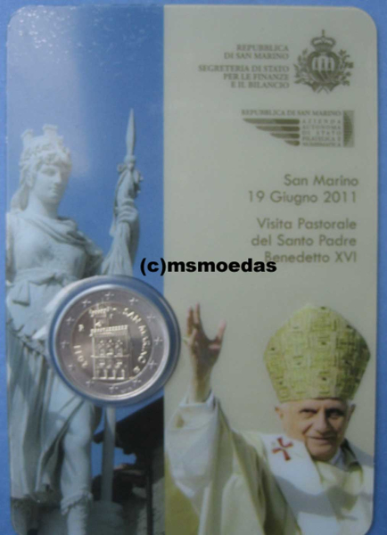 San Marino 2 Euro CoinCard Kursmünze 2011 Besuch Papst Benedikt XVI.