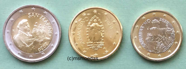 San Marino 50 Cent, 1 Euro, 2 Euro 2020