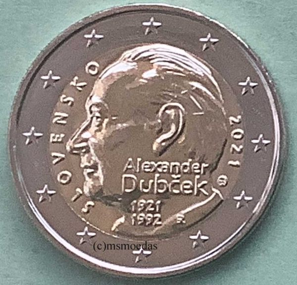 Slowakei 2 Euro Gedenkmünze 2021 Alexander Dubcek