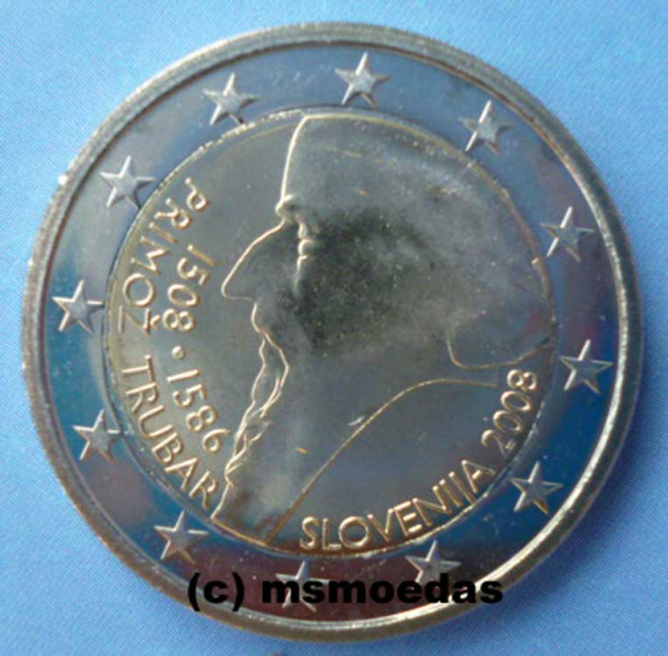 Slowenien 2 Euro Gedenkmünze 2008 Primoz Trubar