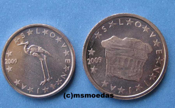Slowenien 1+2 Euro-Cent Münzen 2009