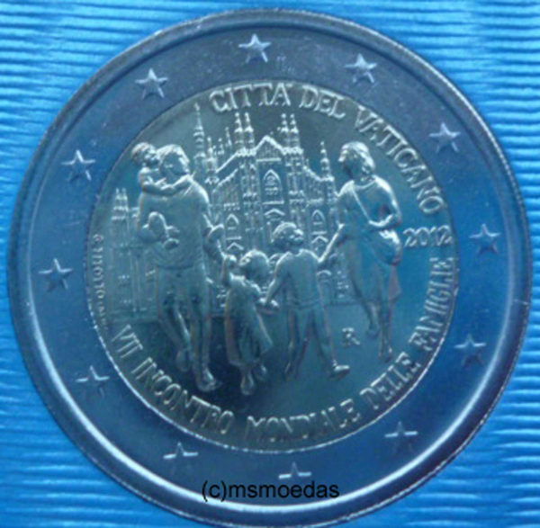 Vatikan 2 Euro Gedenkmünze 2012 Weltfamilientreffen Mailand Blister FDC
