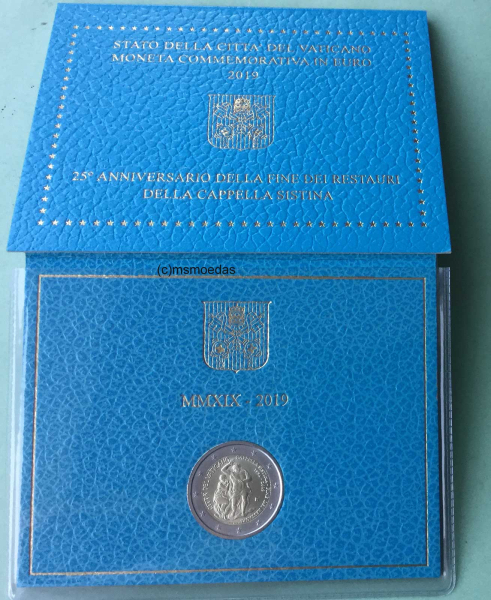 Vatikan 2 Euro Gedenkmünze 2019 Sixtinische Kapelle Blister