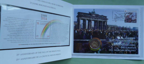 Vatikan 2 Euro Gedenkmünze 2014 Mauerfall Berlin Numisbrief