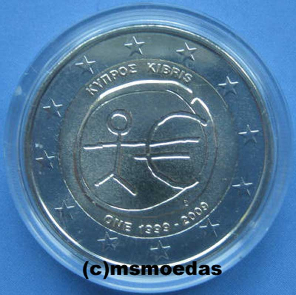 Zypern 2 Euro Gedenkmünze 2009 WWU EMU Kapsel BU