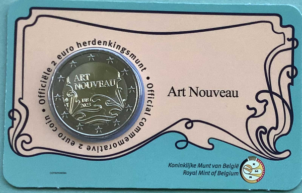 Belgien 2 Euro CoinCard 2023 Jugendstil Gedenkmünze (niederl.)