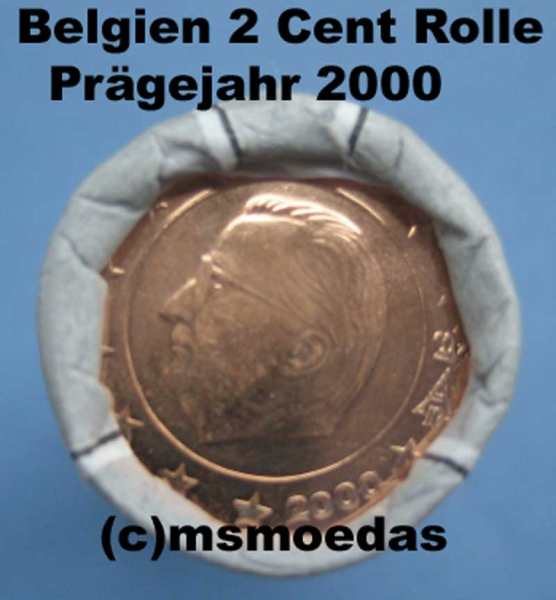 Belgien 2 Cent Rolle 2000 Euromünzen