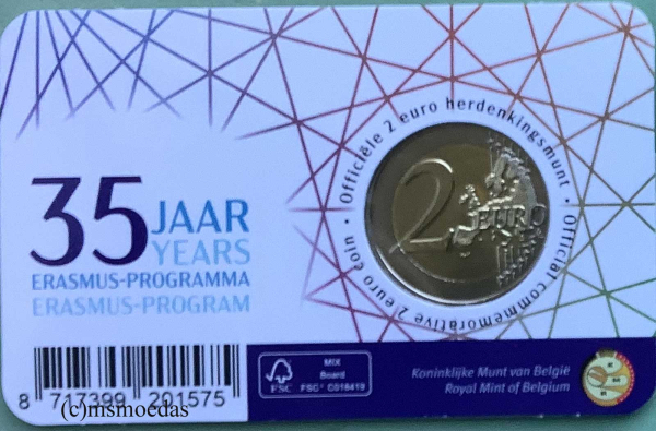 Belgien 2 Euro CoinCard 2022 Erasmus-Programm Gedenkmünze (franz.)