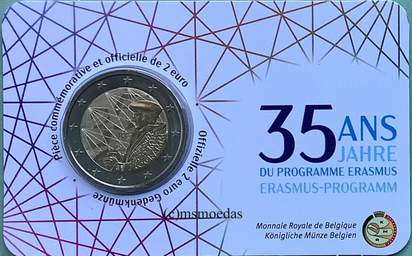 Belgien 2 Euro CoinCard 2022 Erasmus-Programm Gedenkmünze (franz.)
