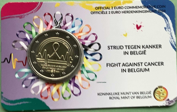 Belgien 2 Euro CoinCard 2024 Krebs Gedenkmünze (niederl.)