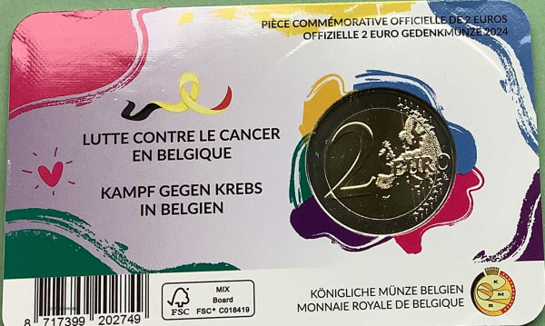 Belgien 2 Euro CoinCard 2024 Krebs Gedenkmünze (niederl.)