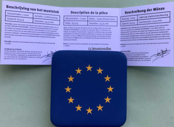 Belgien 2 Euro 2022 Erasmus-Programm Gedenkmünze Etui Proof