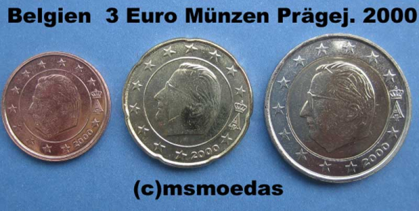 Belgien Euro KMS (klein) 2000 (2 Cent, 20 Cent, 2 Euro)