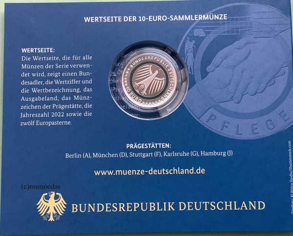 Deutschland 10 Euro 2022 Pflege Sondermünzen G (Karlsruhe) Proof