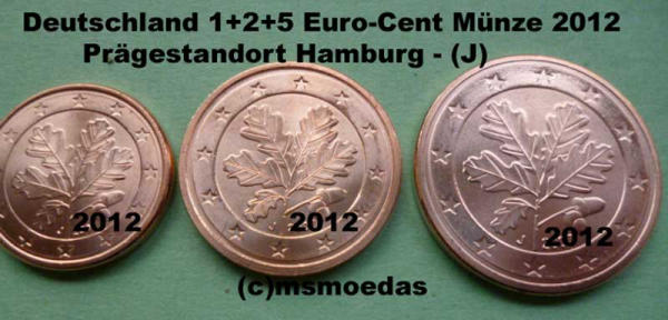 Deutschland 1+2+5 Euro-Cent 2012 (J) Hamburg