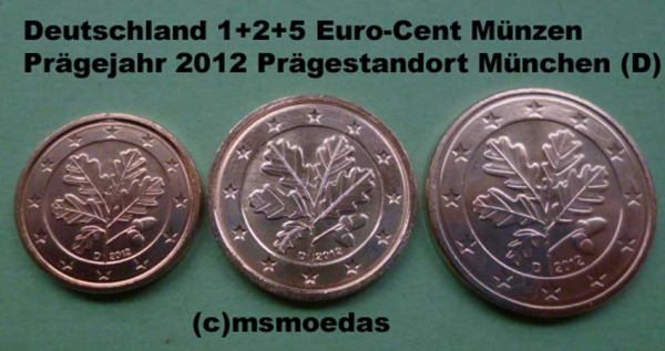 Deutschland 1+2+5 Euro-Cent 2012 (D) München