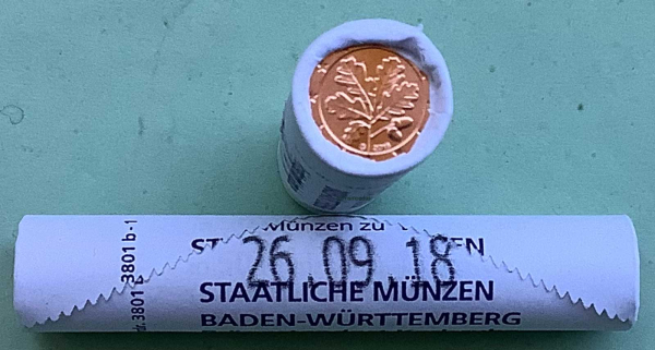 Deutschland 1 Cent Rolle 2018 (G) Karlsruhe