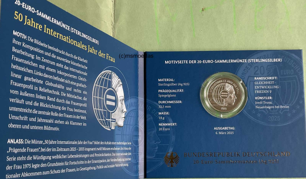 Deutschland 20 Euro Silber Sondermünze 2025 Jahr der Frau (G)
