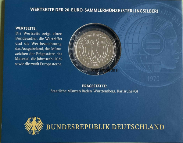 Deutschland 20 Euro Silber Sondermünze 2025 Jahr der Frau (G)
