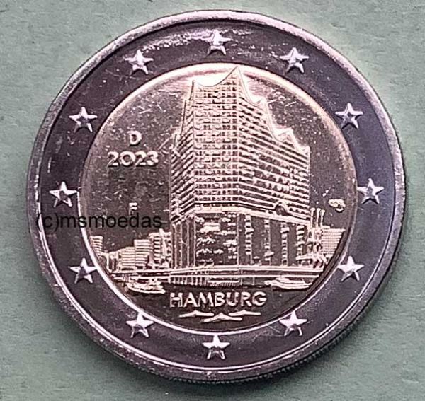 Deutschland 2 Euro Gedenkmünze 2023 Hamburg Elbphilharmonie (F)