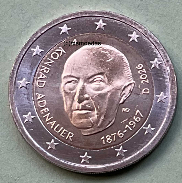 Deutschland 2 Euro Rolle Gedenkmünzen 2026 Konrad Adenauer (J) Hamburg