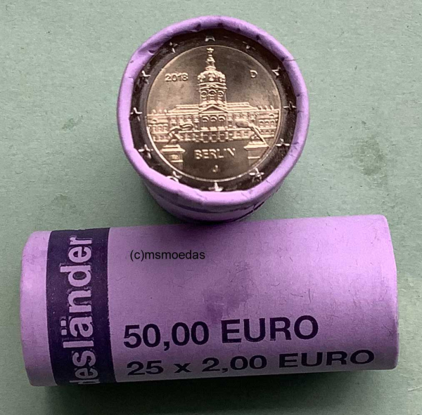 Deutschland 2 Euro Rolle Gedenkmünzen 2018 Berlin Schloss Charlottenburg (J) Hamburg