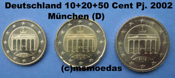 Deutschland 10+20+50 Euro-Cent 2002 D (München)