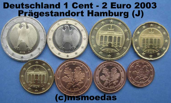 Deutschland Euro KMS (1 Cent bis 2 Euro) 2003 J (Hamburg)