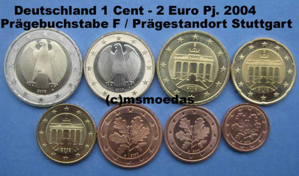 Deutschland Euro KMS (1 Cent bis 2 Euro) 2004 F (Stuttgart)