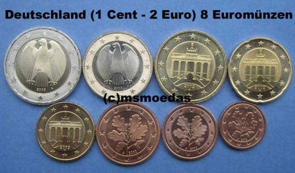 Deutschland Euro-Kurs-Münzen-Satz (1 Cent bis 2 Euro)