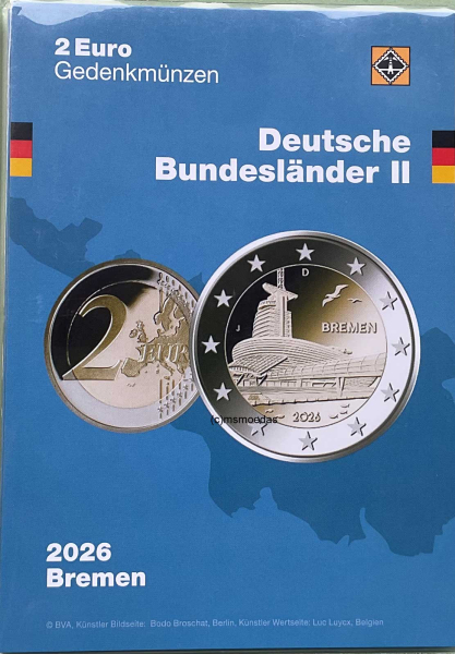 Leuchtturm Münzkarte 2 € Euro Bundesländer Gedenkmünzen 2026 Bremen