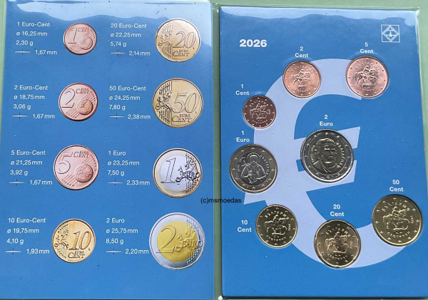 Bulgarien 8 Euromünzen 1 Cent bis 2 Euro 2026 Münzkarte Euro-Kursmünzensatz KMS