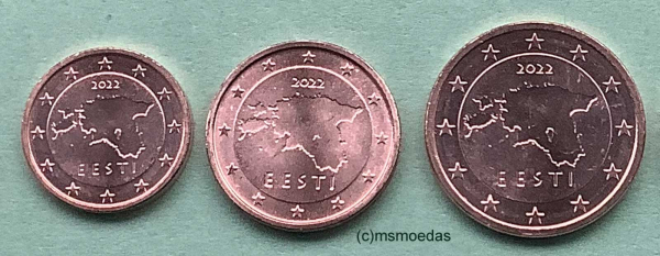 Estland 1+2+5 Cent Münzen 2022 Euromünzen