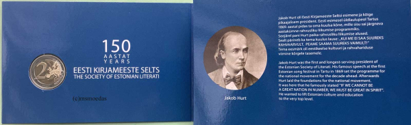 Estland 2 Euro CoinCard 2022 Literatur-Gesellschaft Gedenkmünze