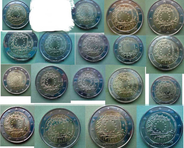 18 x 2 Euro Gedenkmünzen 2015 Europaflagge