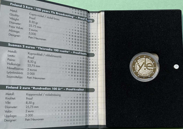 Finnland 2 Euro 2026 Rundfunk Yleisradio Gedenkmünze Proof Etui