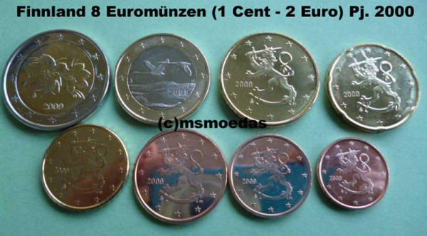 Finnland Euro KMS 2000 (1 Cent bis 2 Euro)