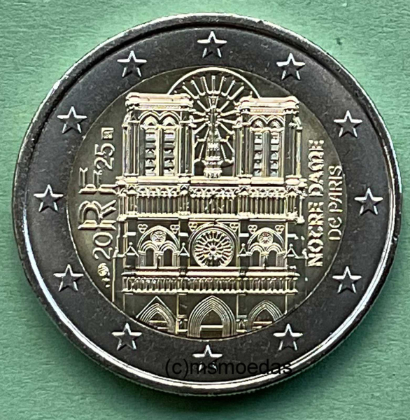 Frankreich 2 Euro Rolle Gedenkmünzen Notre Dame 2025