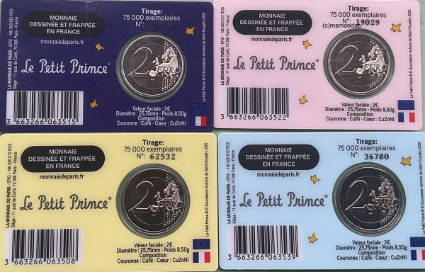 Frankreich alle 4 x 2 Euro CoinCard 2026 Der kleine Prinz Gedenkmünzen