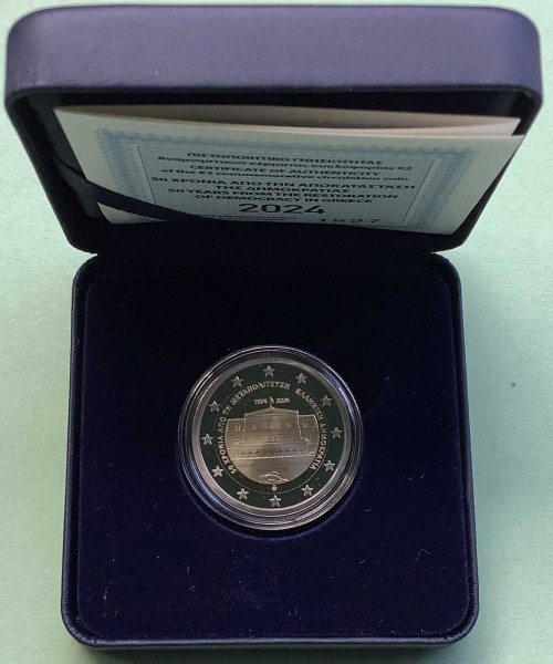 Griechenland 2 Euro Gedenkmünze 2024 Demokratie Proof PP