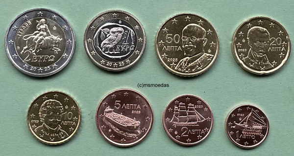 Griechenland Euro KMS 2025 (1 Cent bis 2 Euro) BU
