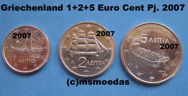 Griechenland 1+2+5 Euro-Cent 2007