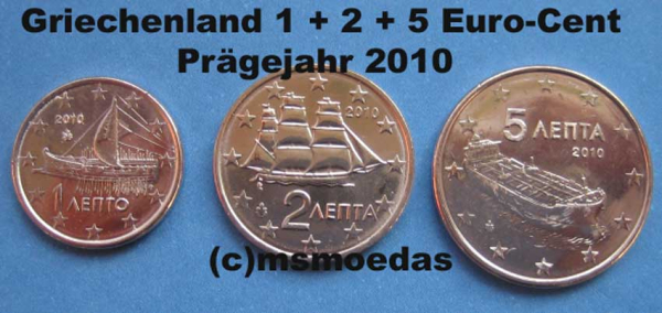 Griechenland 1+2+5 Euro-Cent 2010