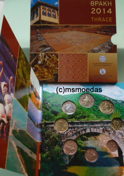 Griechenland Offizieller Kursmünzensatz 2014 (1 Cent bis 2 Euro Stier) Thrace Stempelglanz