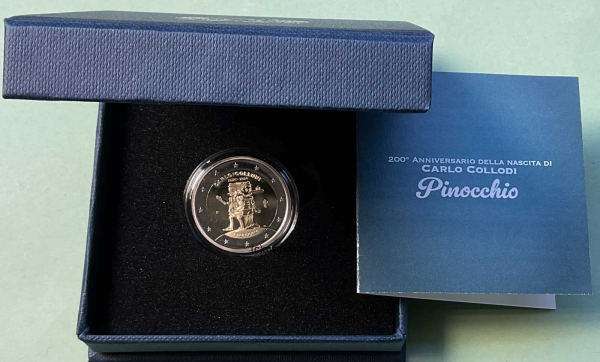 Italien 2 Euro CoinCard 2026 Pinocchio Gedenkmünze Etui Proof PP